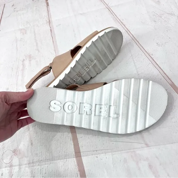 Sorel Leather Ella Il Slingback Sandals in Nude Beige
