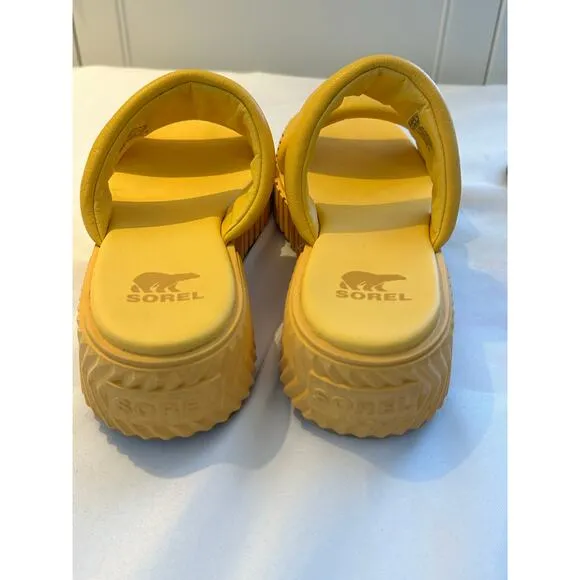 SOREL Ona Streetworks Platform Slide Sandals Yellow Size 7.5 NWOT