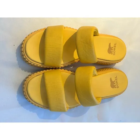 SOREL Ona Streetworks Platform Slide Sandals Yellow Size 7.5 NWOT