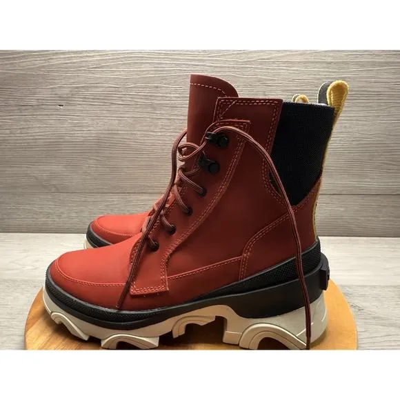 SOREL Women’s Brex Lace WP Leather Boots Warp Red / Black Size 7