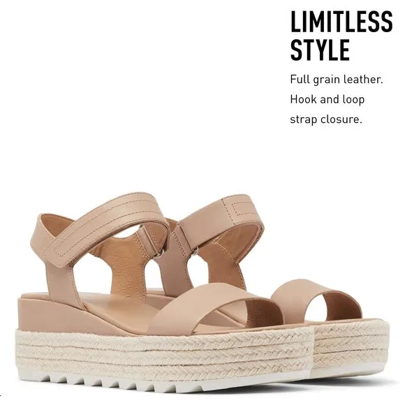 SOREL WOMEN'S CAMERON FLATFORM SANDALS - HONEST BEIGE - SIZE 9.5