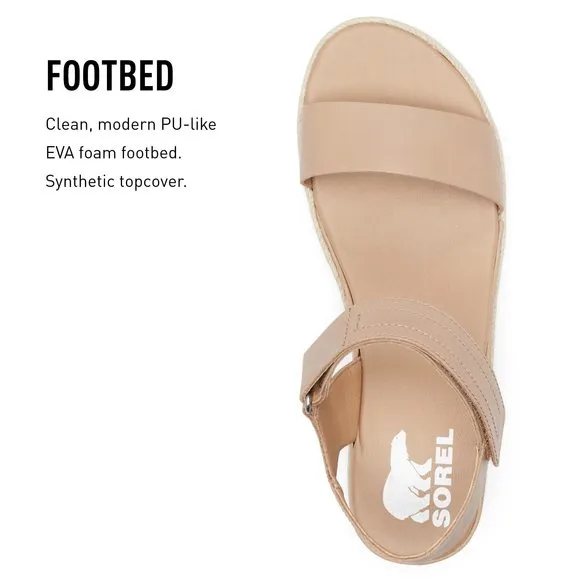 SOREL WOMEN'S CAMERON FLATFORM SANDALS - HONEST BEIGE - SIZE 9.5