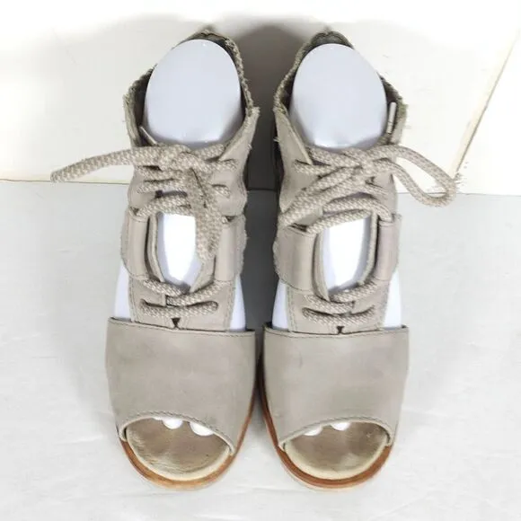 Sorel Women's Joanie Lace Kettle US 7,5 Gray Leather Wedge Strappy Sandals