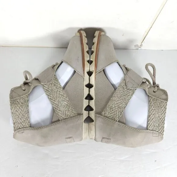 Sorel Women's Joanie Lace Kettle US 7,5 Gray Leather Wedge Strappy Sandals