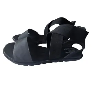 SOREL Women’s Sorely Ella II Sandals Black Strappy Flat US 10