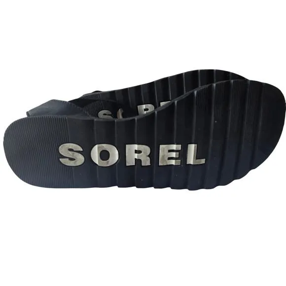 SOREL Women’s Sorely Ella II Sandals Black Strappy Flat US 10