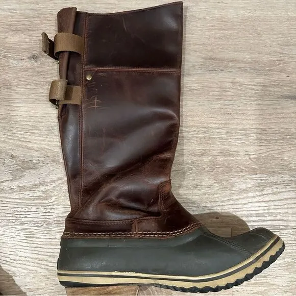 SOREL SLIMPACK II RIDING TALL BOOTS IN UMBER/BRITISH TAN size 9.5