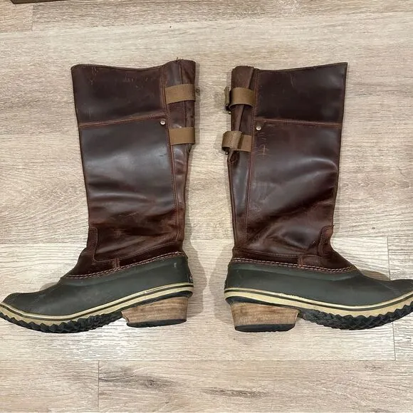 SOREL SLIMPACK II RIDING TALL BOOTS IN UMBER/BRITISH TAN size 9.5