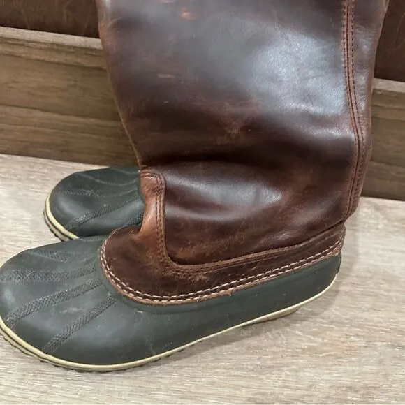 SOREL SLIMPACK II RIDING TALL BOOTS IN UMBER/BRITISH TAN size 9.5