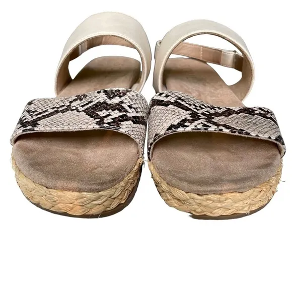 SOUL Naturalizer Dorri Wedge Snake Print Raffia Platform Sandals Size 9.5