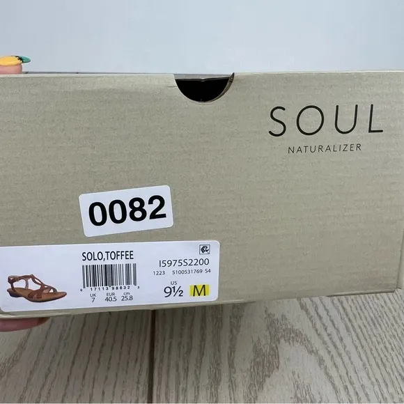 SOUL Naturalizer Solo Women's Strappy Sandals 9.5M Toffee Faux Leather $80