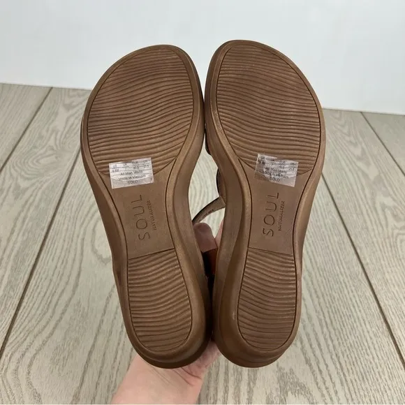 SOUL Naturalizer Solo Women's Strappy Sandals 9.5M Toffee Faux Leather $80