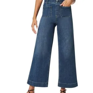 SPANX Jeans Women's 1X Petite Blue Everywear Cropped Wide Leg Comfort Stretch