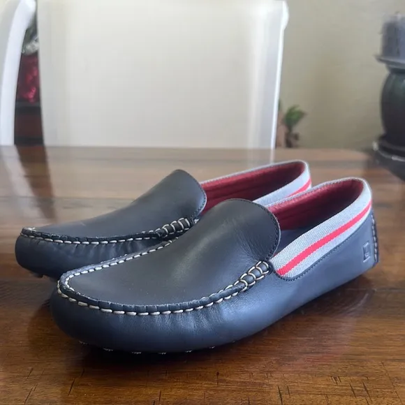 Sperry Black and Red Loafers Slip-Ons with Sporty Accents