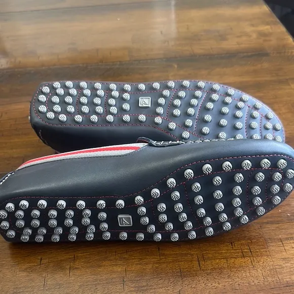 Sperry Black and Red Loafers Slip-Ons with Sporty Accents