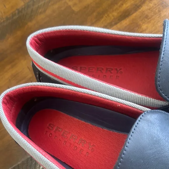 Sperry Black and Red Loafers Slip-Ons with Sporty Accents