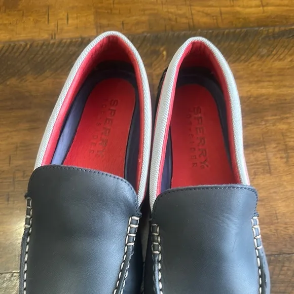 Sperry Black and Red Loafers Slip-Ons with Sporty Accents