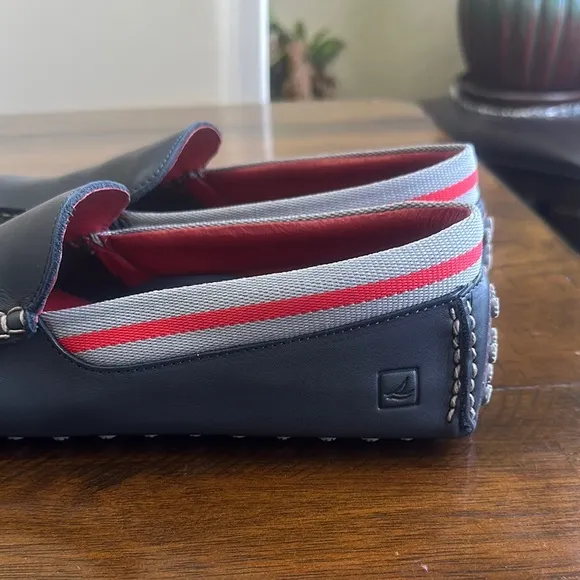 Sperry Black and Red Loafers Slip-Ons with Sporty Accents