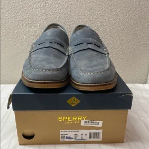 SPERRY Gold Cup Exeter Suede Tassel Penny Loafers, Mens size 10,Blue Mirage