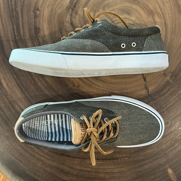 Sperry Men's Striper II CVO Waxy Canvas Olive Sneakers STS23464