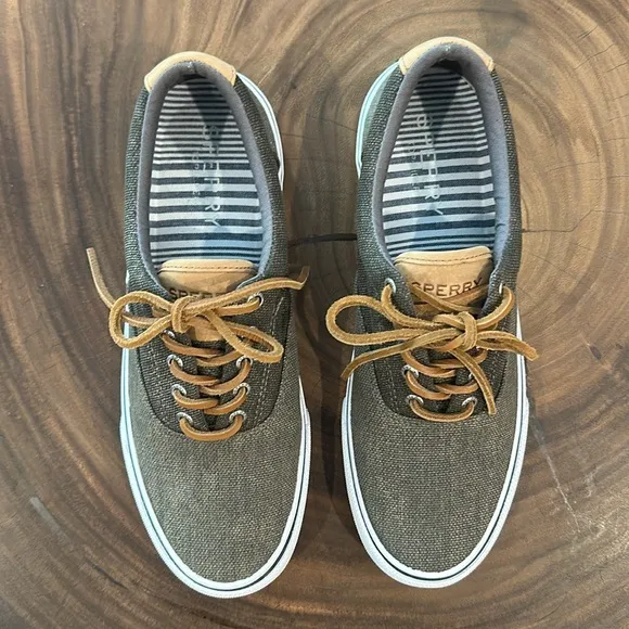 Sperry Men's Striper II CVO Waxy Canvas Olive Sneakers STS23464