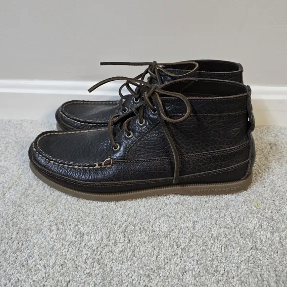 Sperry Original Boat Chukka D. Brown Full‎ Grain Leather Mens Boots Sz 10 Preppy