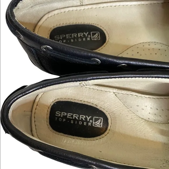 Sperry Topsiders Black Leather Loafers. Size 9M