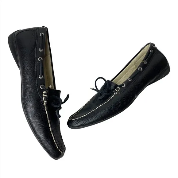 Sperry Topsiders Black Leather Loafers. Size 9M