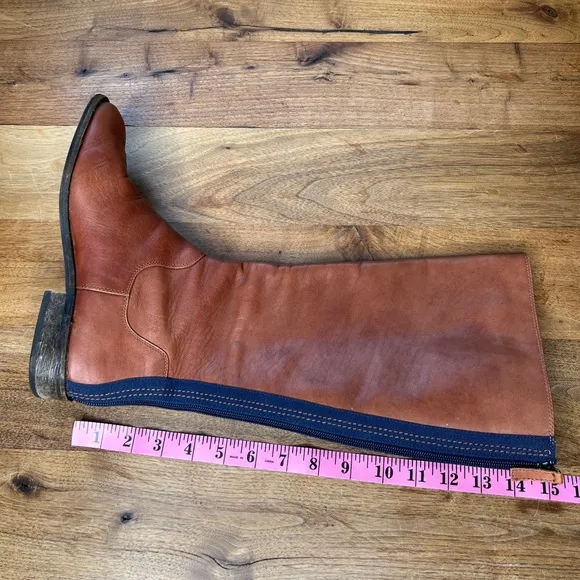 Splendid Leather Boots Knee Hi Boots Cognac Back Zipper Casual Contemporary sz 7
