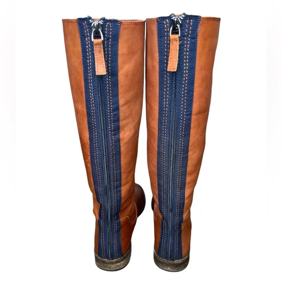 Splendid Leather Boots Knee Hi Boots Cognac Back Zipper Casual Contemporary sz 7