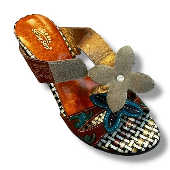 Spring Step Durrow Sandals Art to wear Flowers Jewels Boho Colorful EU39/US 8.5