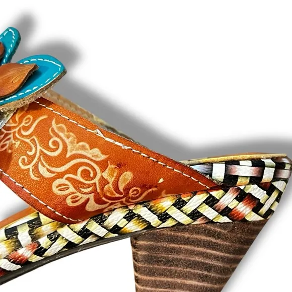 Spring Step Durrow Sandals Art to wear Flowers Jewels Boho Colorful EU39/US 8.5