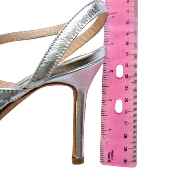 ST. JOHN Emily Silver Strappy High Heels Dressy Evening