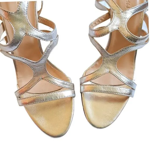 ST. JOHN Emily Silver Strappy High Heels Dressy Evening