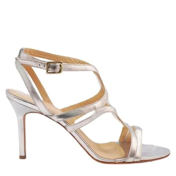 ST. JOHN Emily Silver Strappy High Heels Dressy Evening