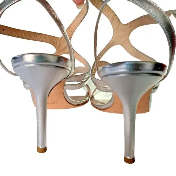 ST. JOHN Emily Silver Strappy High Heels Dressy Evening