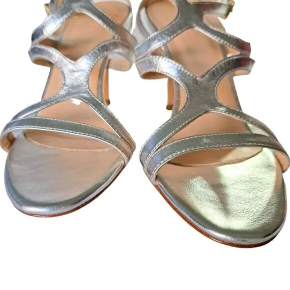 ST. JOHN Emily Silver Strappy High Heels Dressy Evening