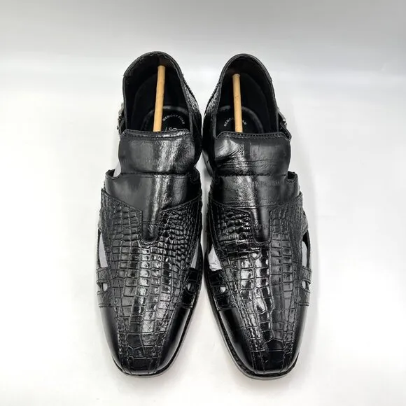 Stacy Adams Mens 10M Calvino Black Leather Closed Toe Sandals Dress Shoes