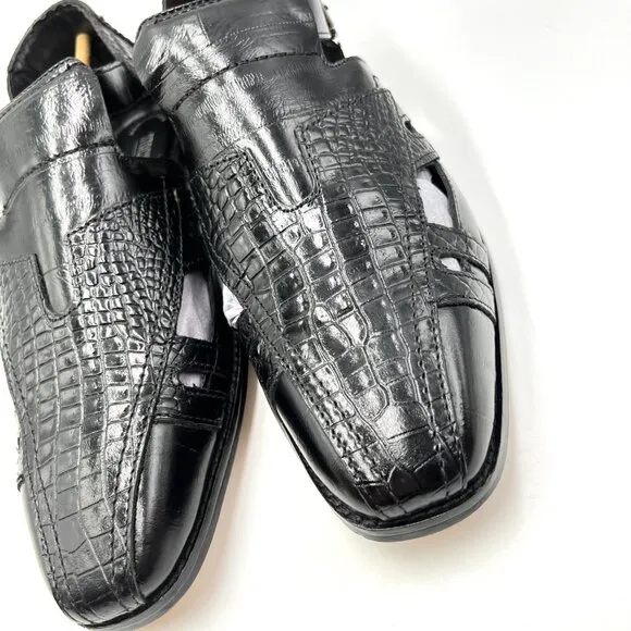 Stacy Adams Mens 10M Calvino Black Leather Closed Toe Sandals Dress Shoes
