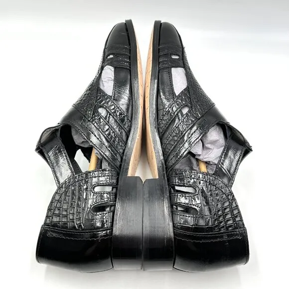 Stacy Adams Mens 10M Calvino Black Leather Closed Toe Sandals Dress Shoes