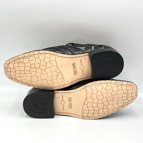 Stacy Adams Mens 10M Calvino Black Leather Closed Toe Sandals Dress Shoes