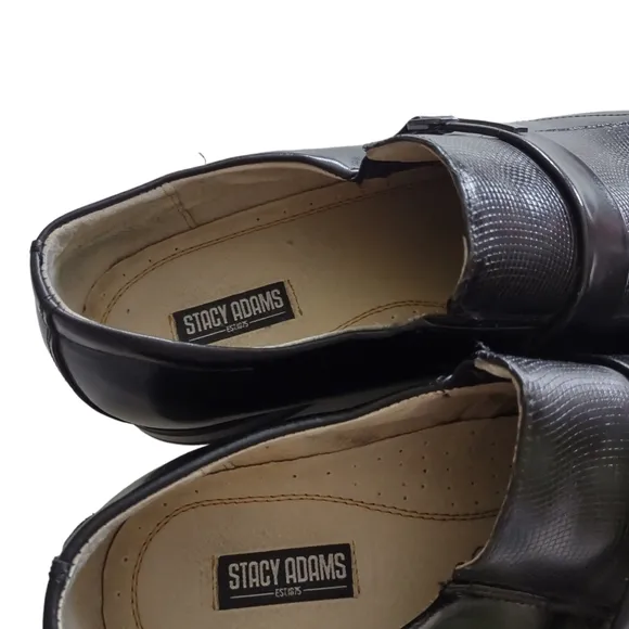 Stacy Adams Mens 13 M BEAU Black Slip On Bit Loafers