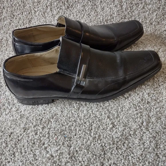 Stacy Adams Mens 13 M BEAU Black Slip On Bit Loafers