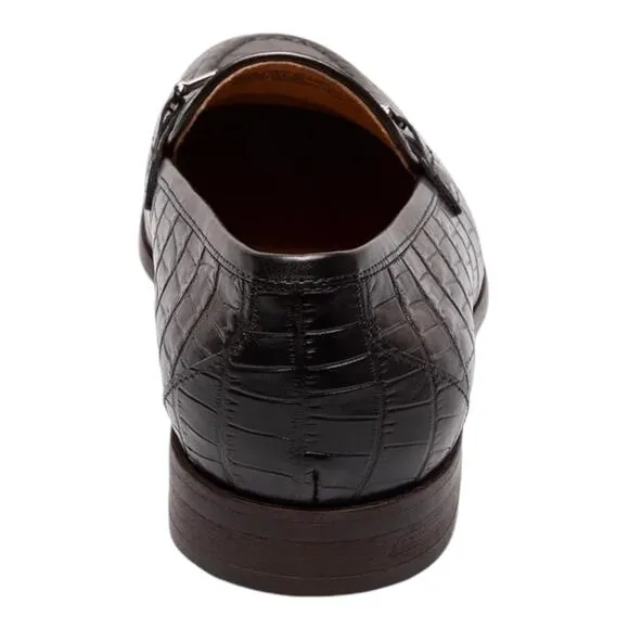 Stacy Adams Men's Ferdinand Moc Toe Slip On Leather Loafers Black Croc Size 7