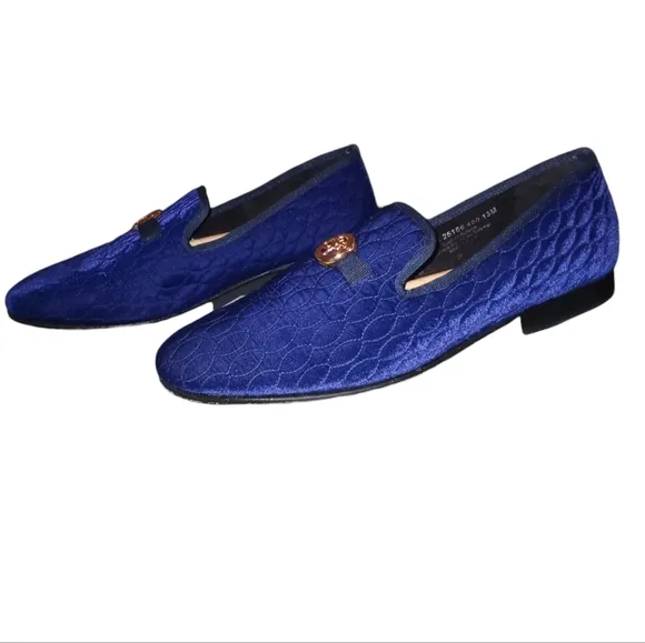 STACY ADAMS mens royal blue slip on loafers