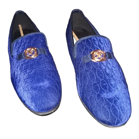 STACY ADAMS mens royal blue slip on loafers