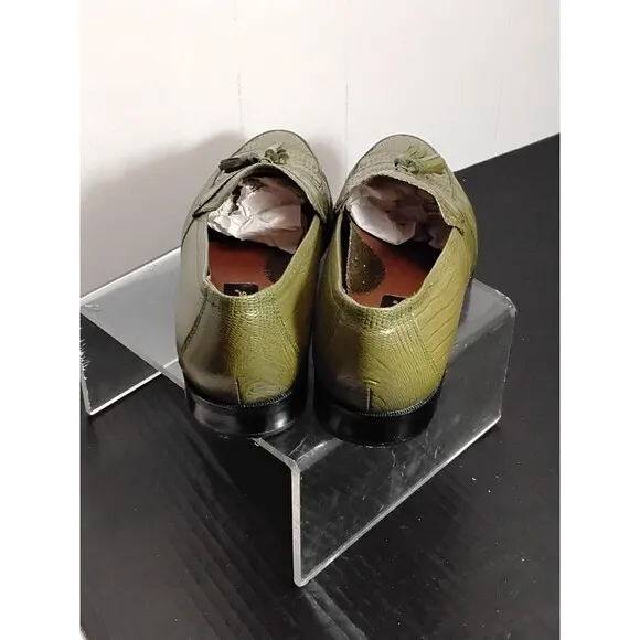 Stacy Adams New Men’s Green  Snake  Skin Tassled  Loafers, Size 9