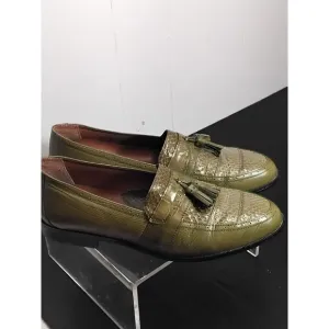 Stacy Adams New Men’s Green  Snake  Skin Tassled  Loafers, Size 9