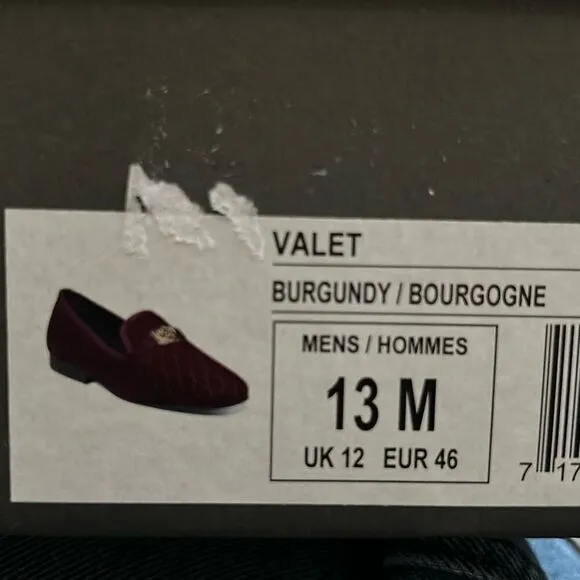Stacy Adams Size 13 Valet Velour Quilted Slip On Bit Loafers Burgundy Gold New
