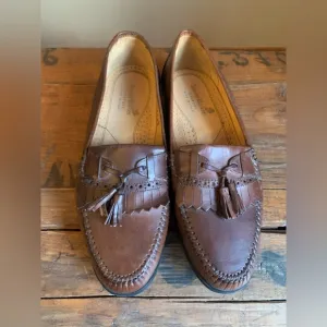 Stanley blacker Loafers Mens 9.5Brown Loafers Slip On Pinch Tassel Leather